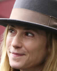 Actor Holly Hunter at a Writers Guild of America picket line