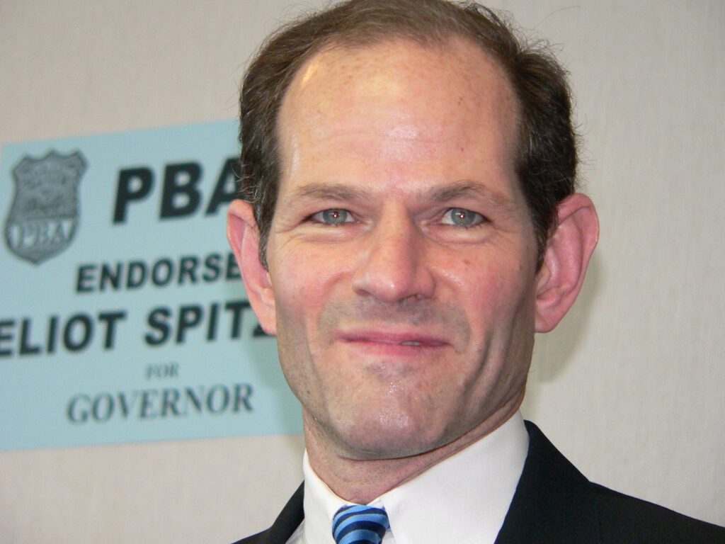 This photo of Eliot Spitzer running for Governor in 2006. He resigned in 2008 because of a prostitution scandal. This former attorney general was so arrogant he didn't bother to see for his own use how he used to catch crooks--through their bank records. You use cash for sketchy transactions, right? Spitzer's superior attitude is conveyed here, and the endorsement by the Police Benevolent Association--the union that protects abusive cops--adds a layer of grime. Every time I saw him, he had that same self-satisfied, too-good-to-look-at-mortals look on his face. Too bad he didn't pay attention. his politics were good.